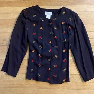 Pride & Joy Black Blazer with Floral Embroidery